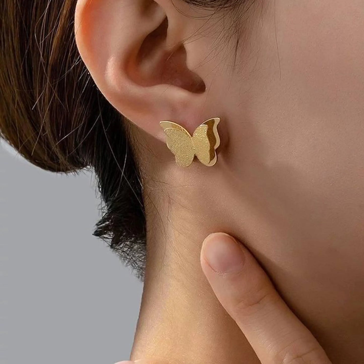 Gold Butterfly Stud Earrings