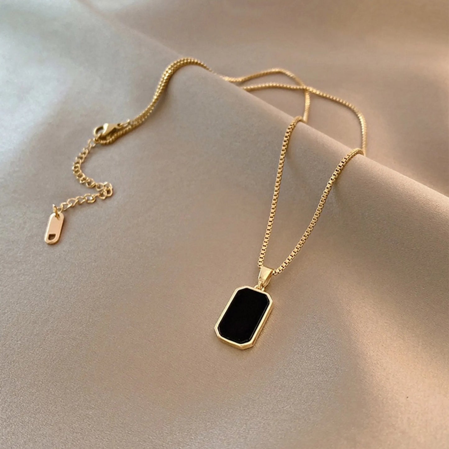 Gold Chain with Black Pendant Necklace