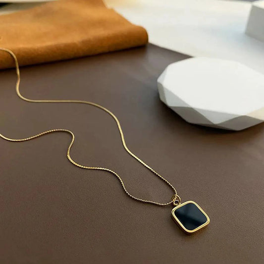 Black Onyx Square Necklace