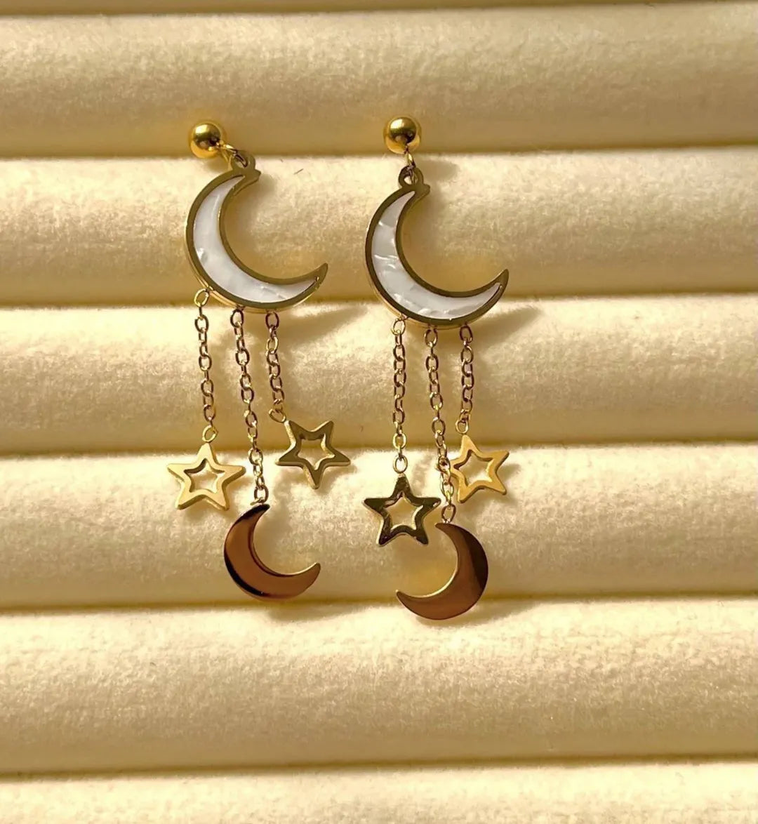Moon and Star Earrings