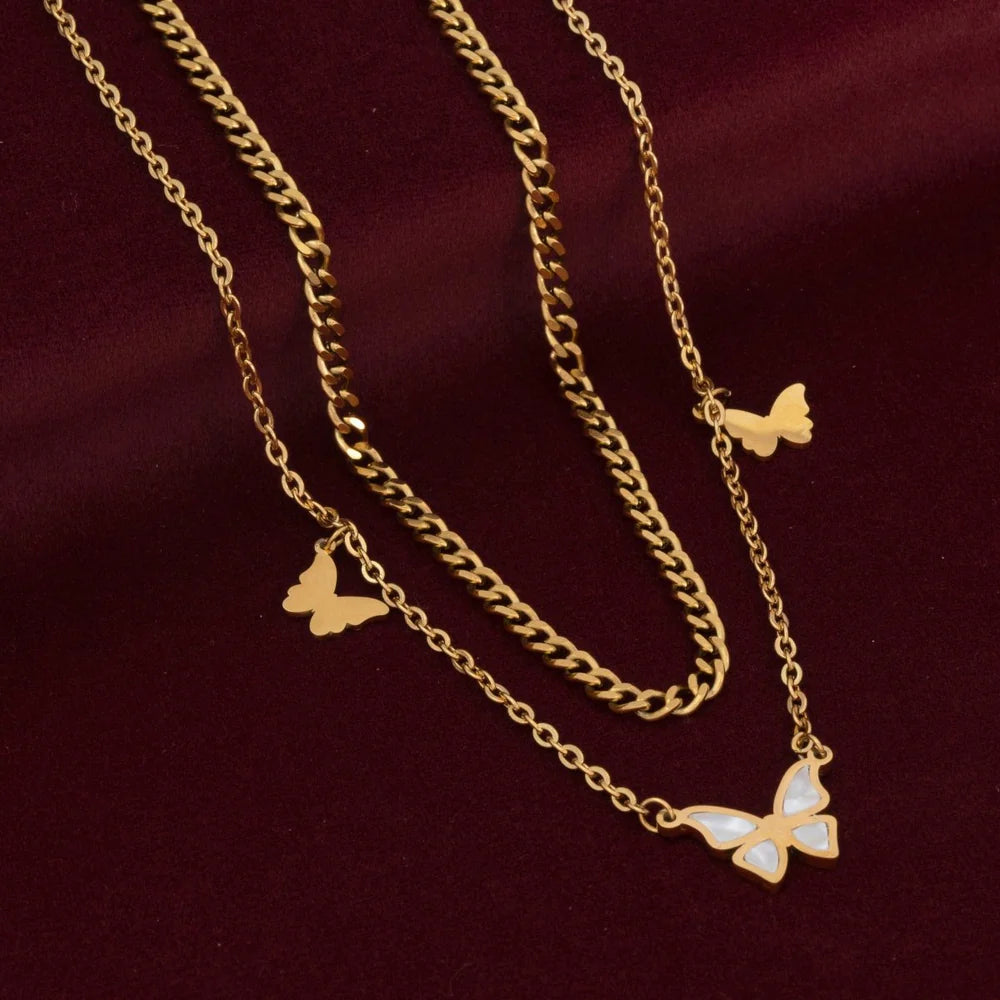 Butterfly Double Layered Necklace