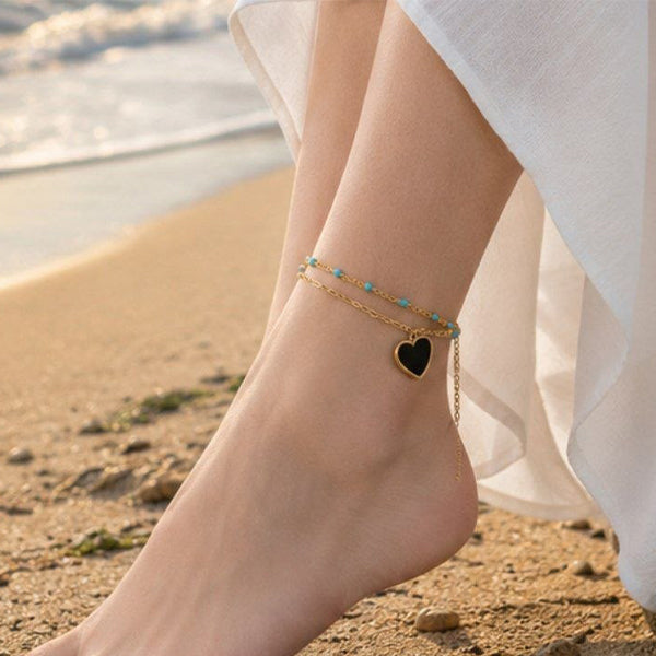 Black Heart Anklet