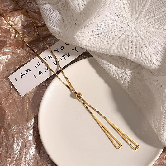 Triangle geometry adjustable pull-out Necklace