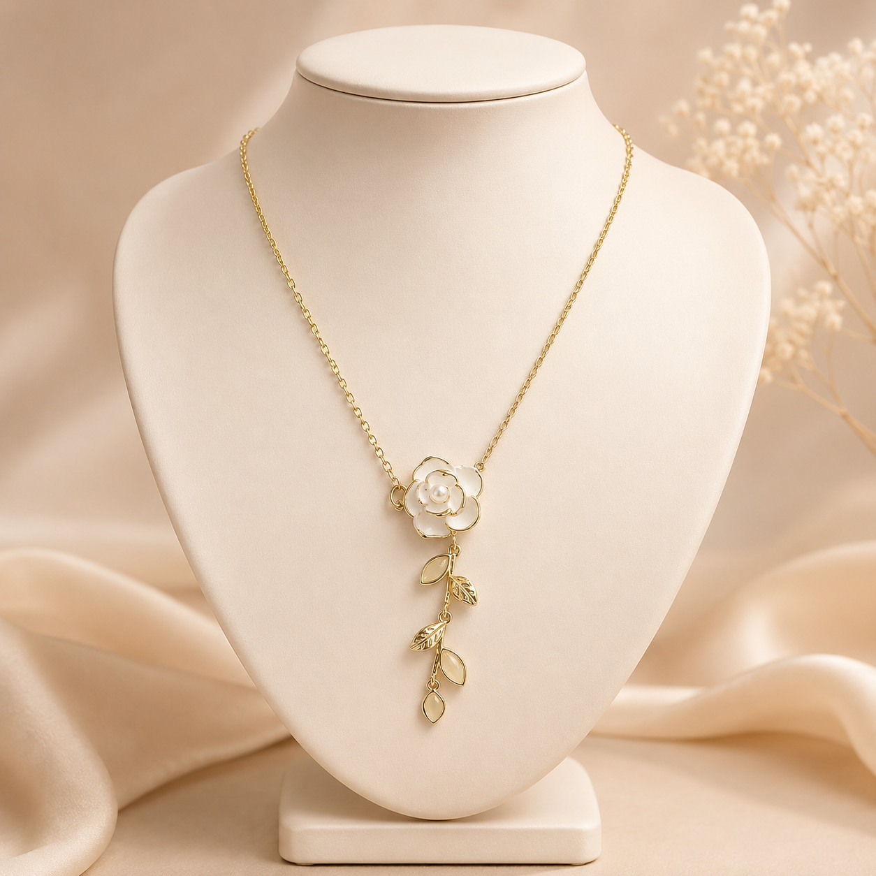White Rose Necklace