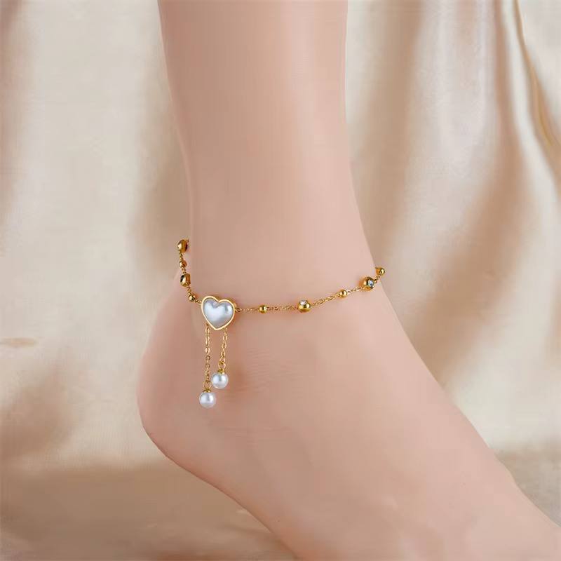 Anklet with White Heart