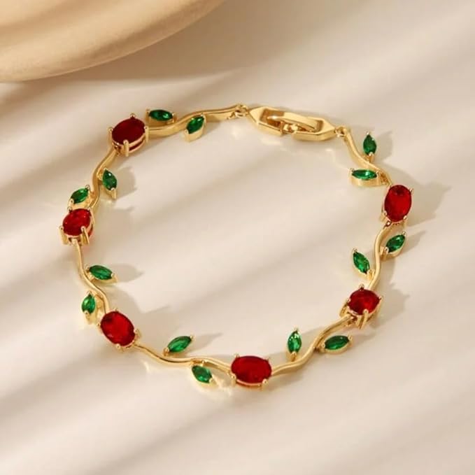 Red Tulip Flower Bracelet