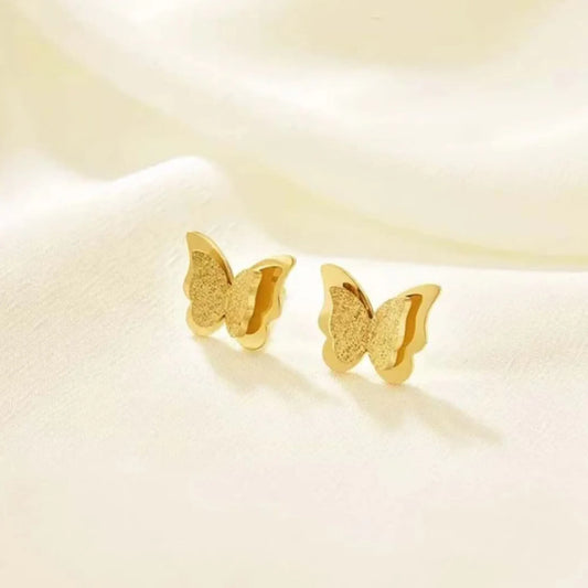 Gold Butterfly Stud Earrings
