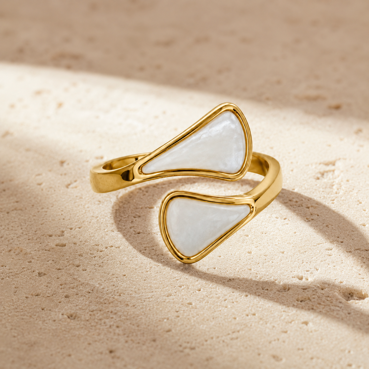 Golden Pearl Wings Ring