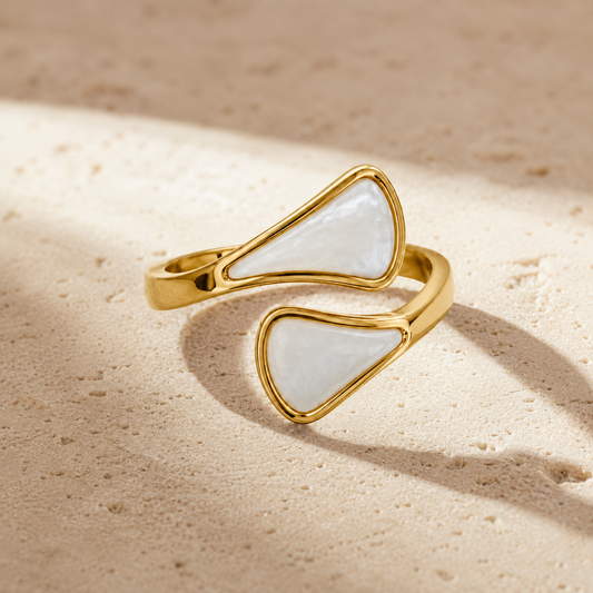 Golden Pearl Wings Ring