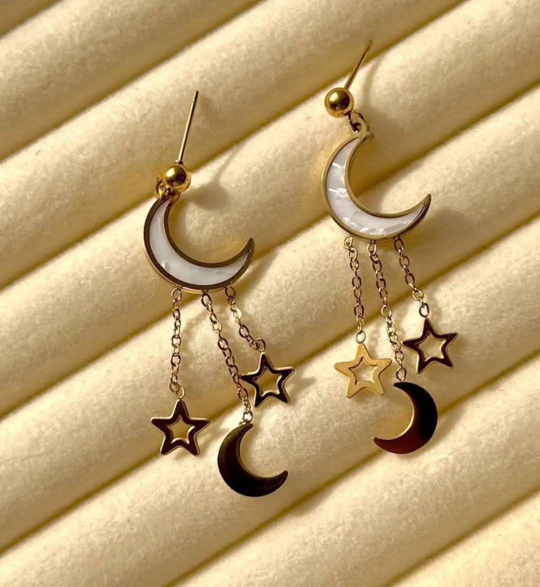 Moon and Star Earrings