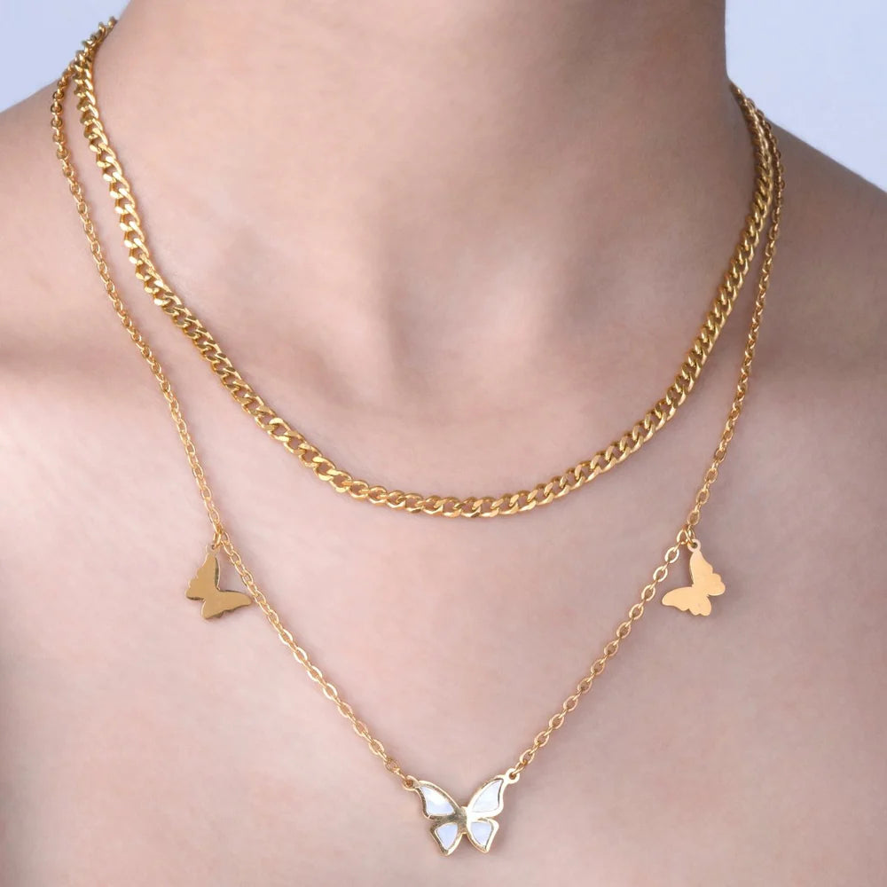 Butterfly Double Layered Necklace