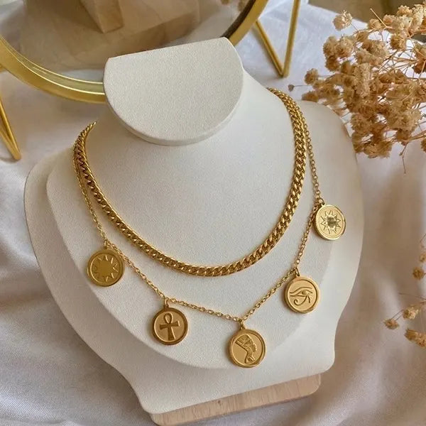 Pharaoh Coin Layered Necklace