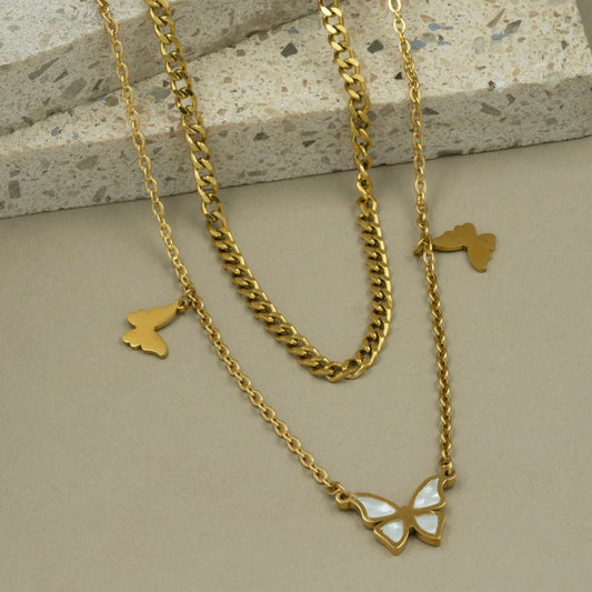 Butterfly Double Layered Necklace
