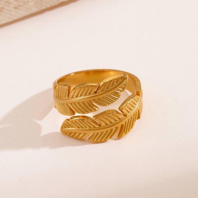 Gold Double Feather Ring