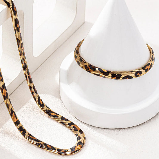 Leopard Print Snake Chain Set