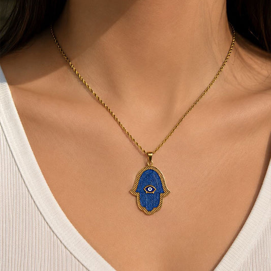 Azure Hamsa Necklace