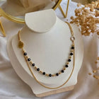 Gold and Black Beaded Necklace