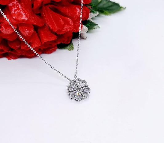 2in 1 Love Heart Silver Necklace