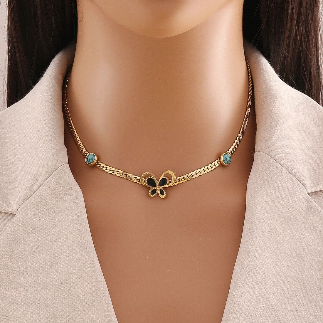 Bling Butterfly Clavicle Necklace