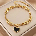 Gold Black Heart Bracelet