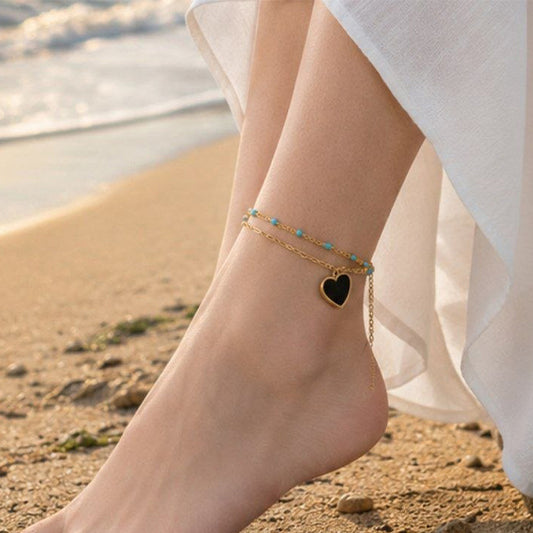 Black Heart Anklet