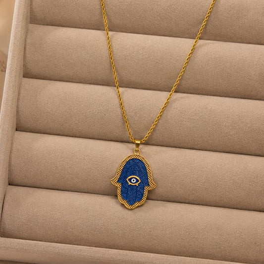 Azure Hamsa Necklace