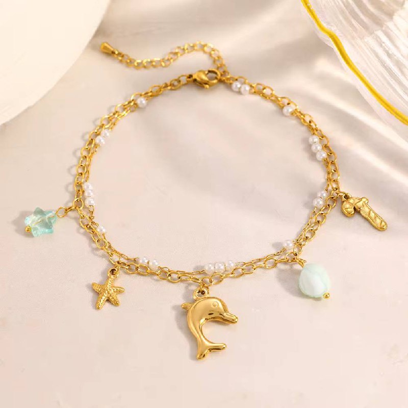 Dolphin Pearl Anklet