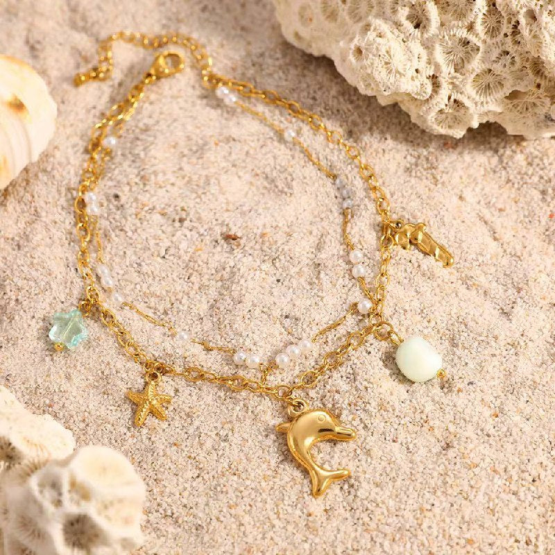 Dolphin Pearl Anklet