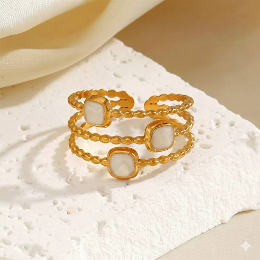 White Enamel Strip Ring