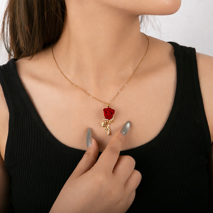 Red Velvet Rose Necklace