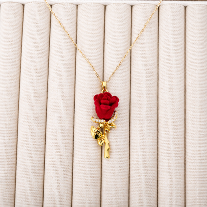 Red Velvet Rose Necklace