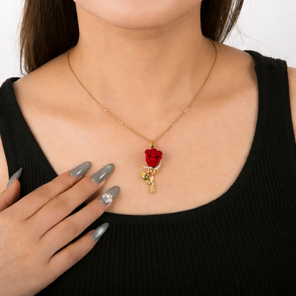 Red Velvet Rose Necklace