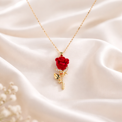 Red Velvet Rose Necklace