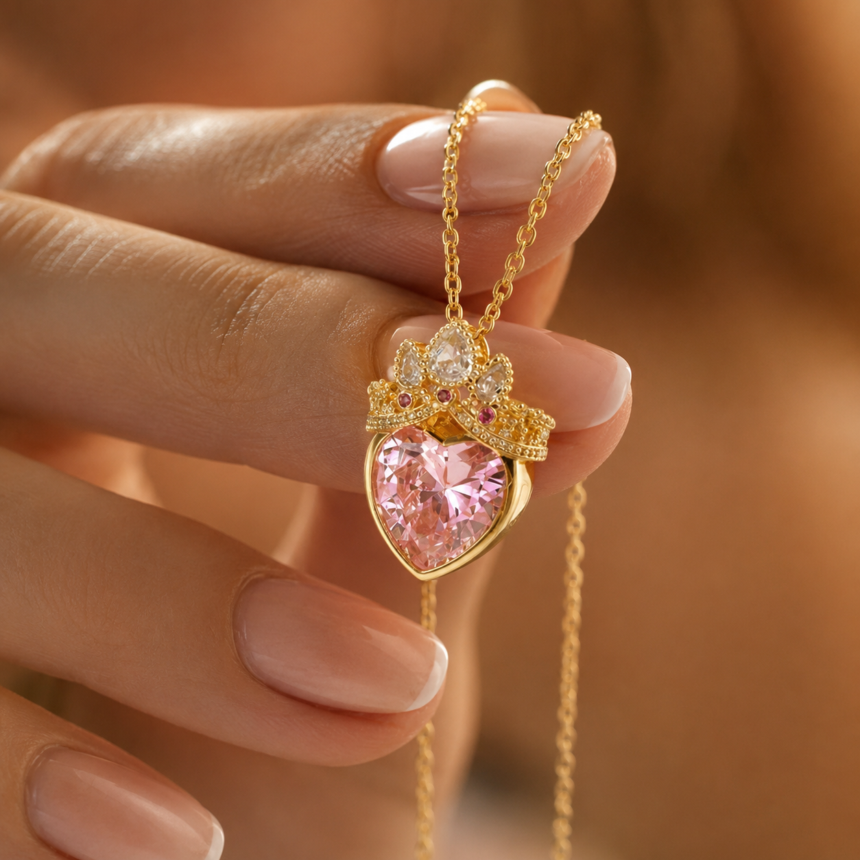Gold Princess Heart Necklace