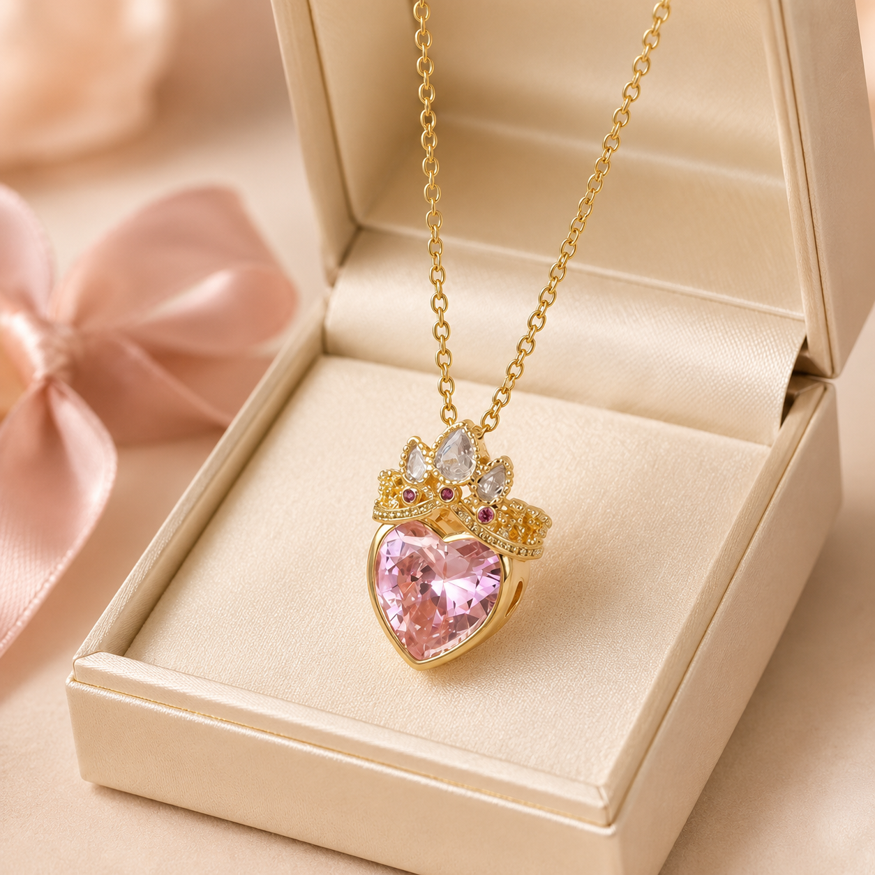 Gold Princess Heart Necklace