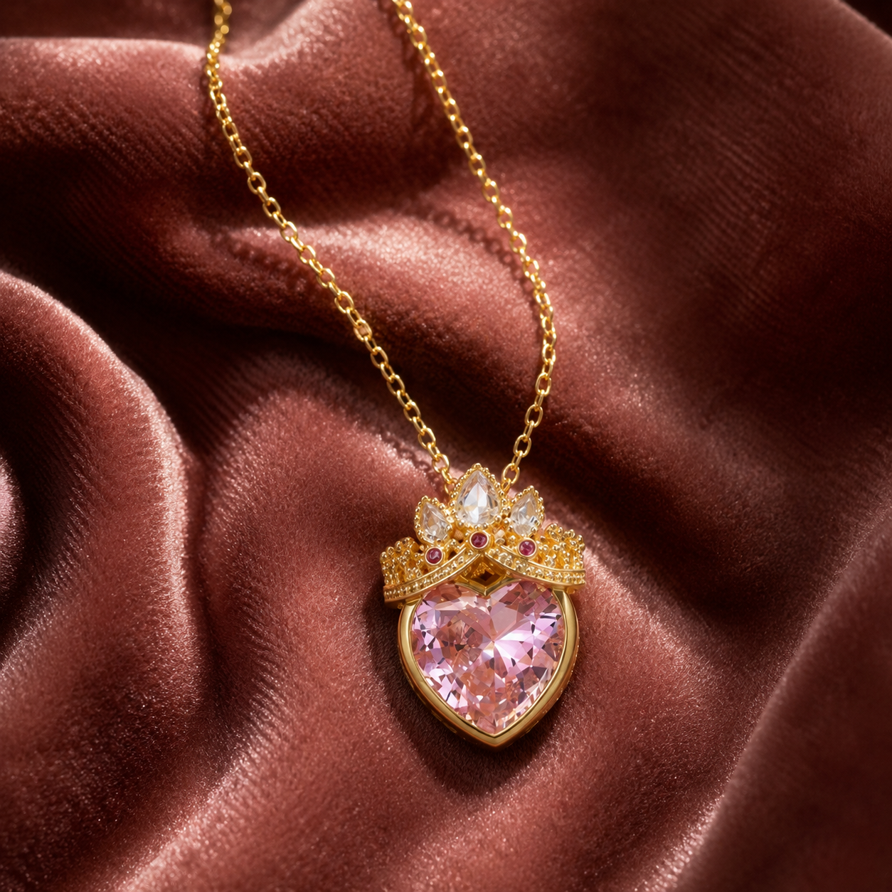 Gold Princess Heart Necklace