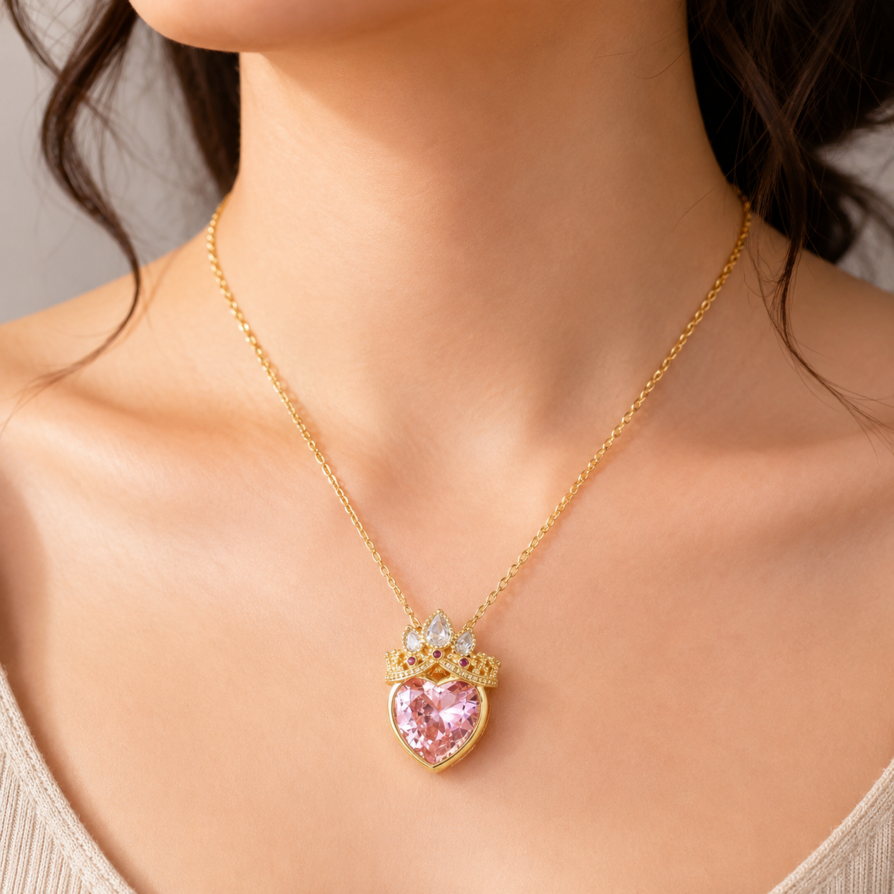 Gold Princess Heart Necklace