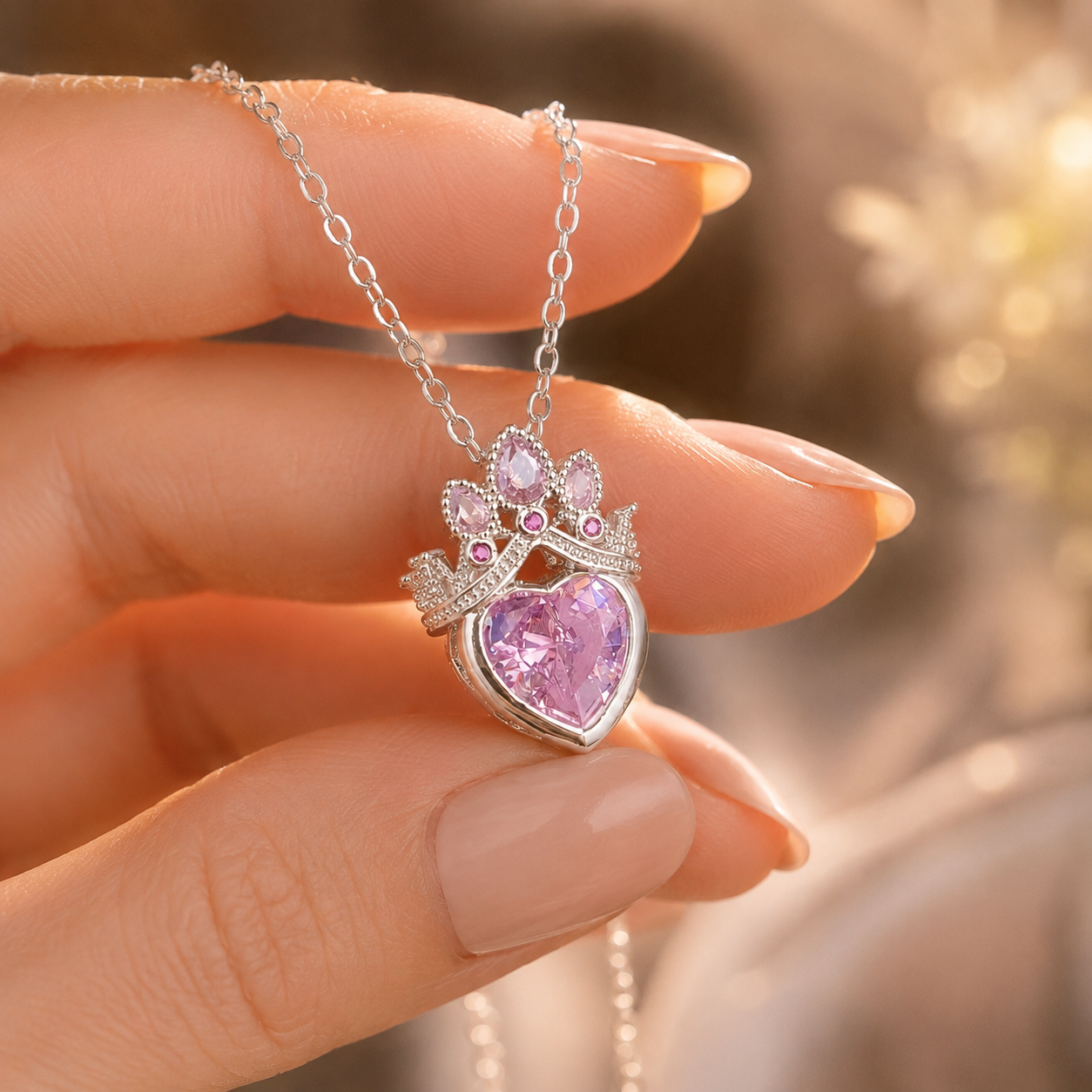 Silver Princess Heart Necklace