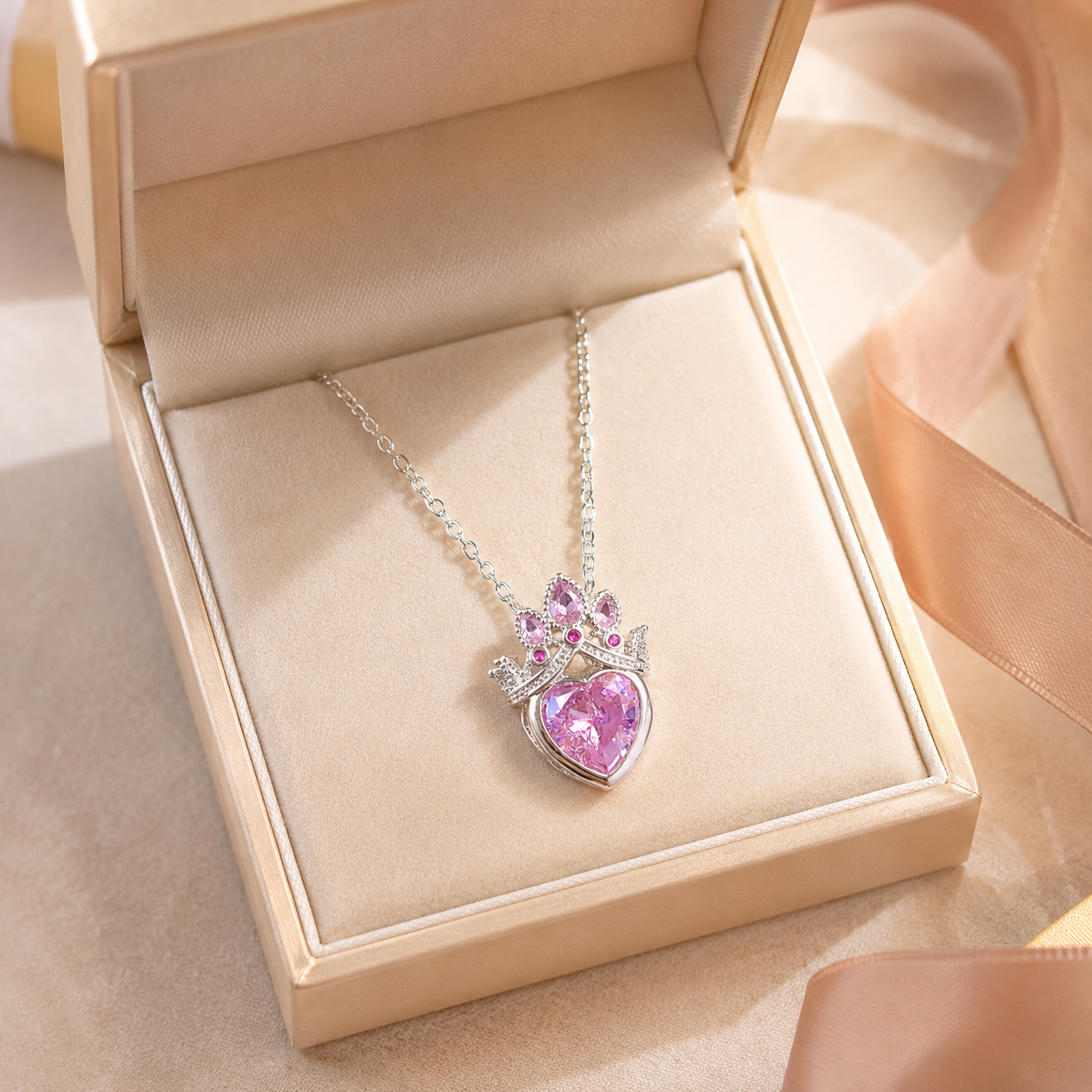 Silver Princess Heart Necklace