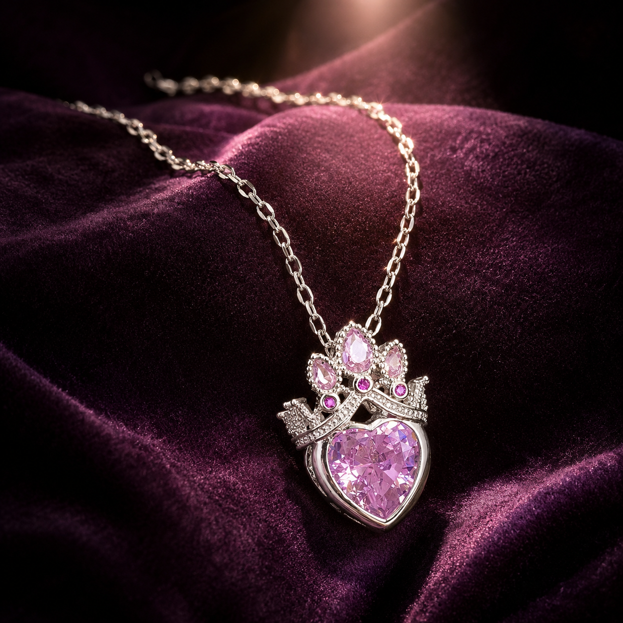 Silver Princess Heart Necklace