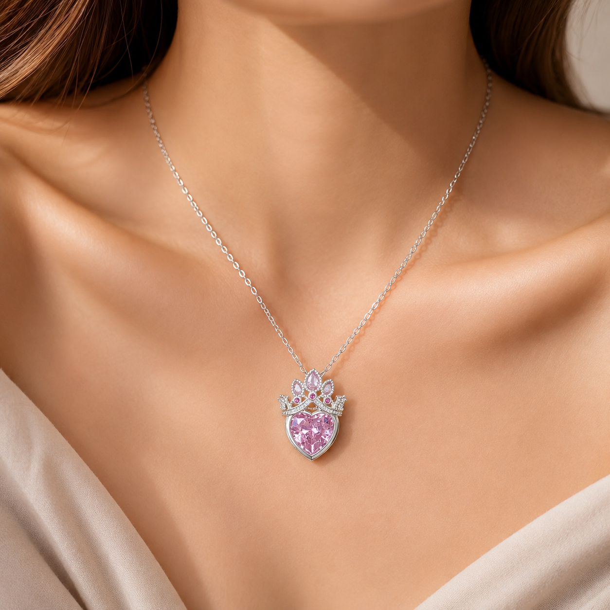 Silver Princess Heart Necklace