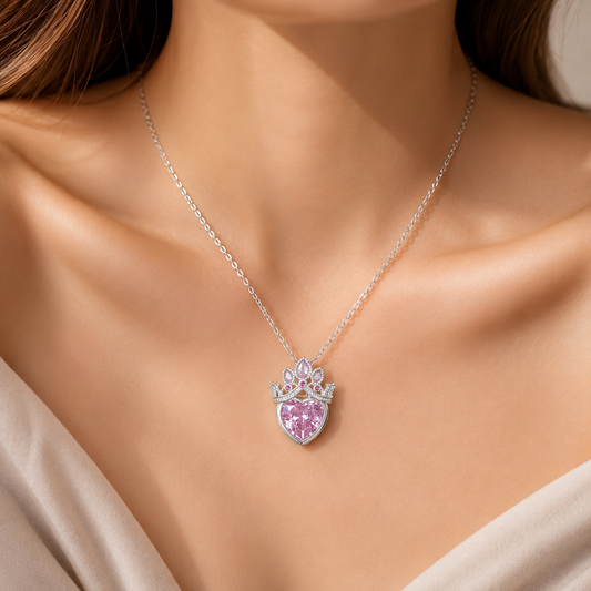 Silver Princess Heart Necklace