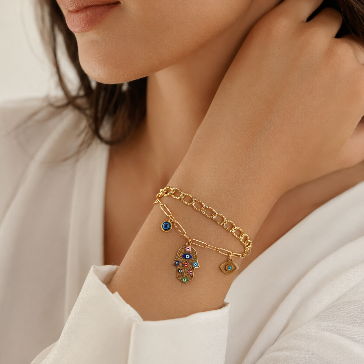 Hamsa Eye Charm Bracelet