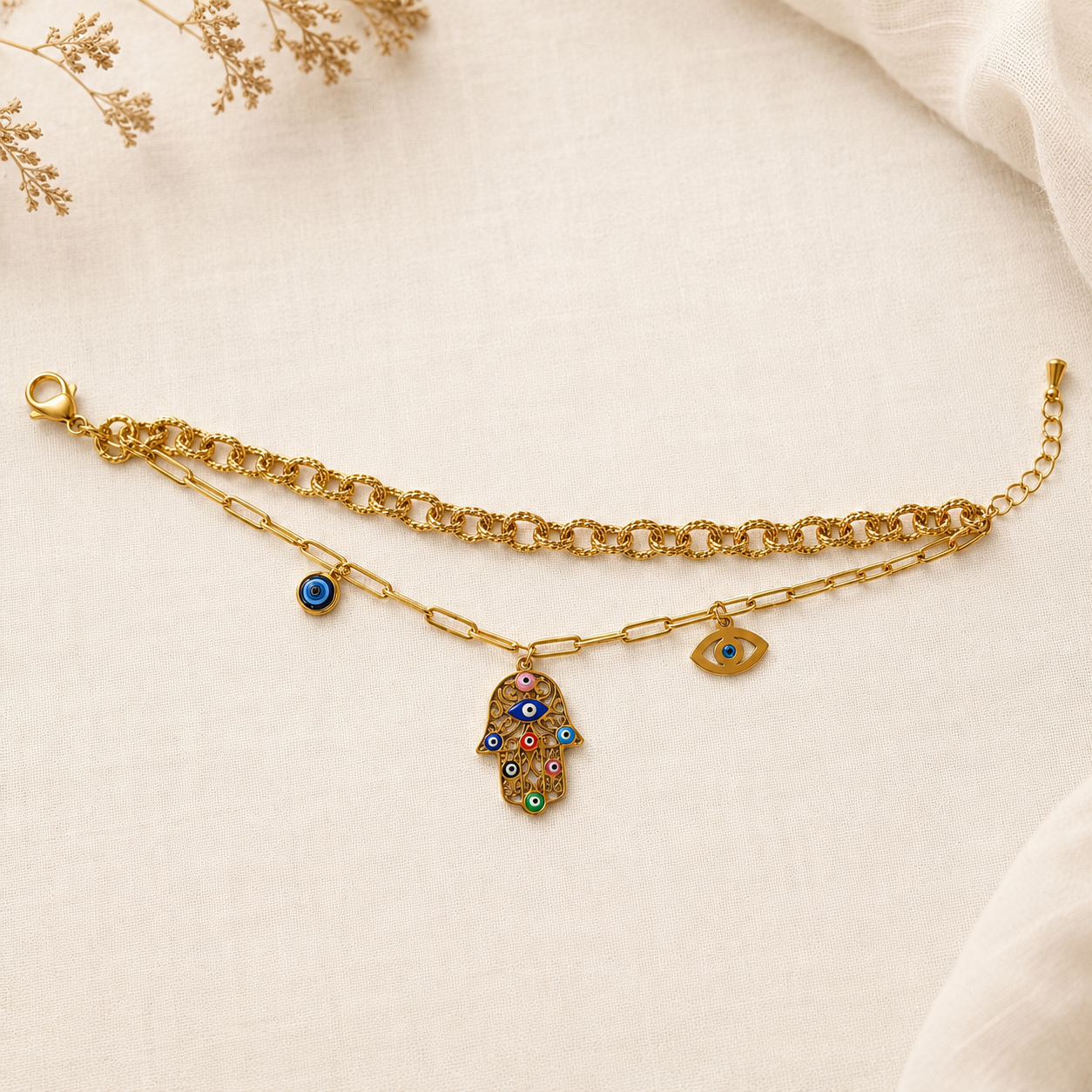 Hamsa Eye Charm Bracelet