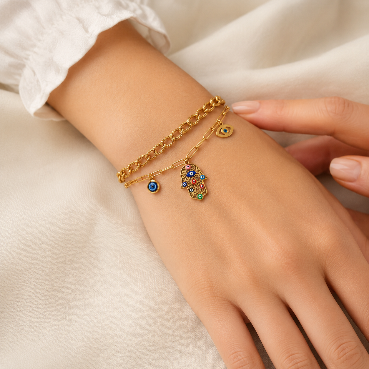 Hamsa Eye Charm Bracelet