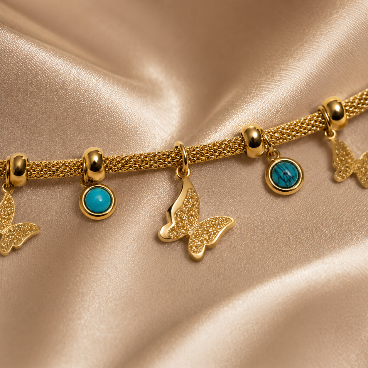 Butterfly Turquoise Charm Bracelet