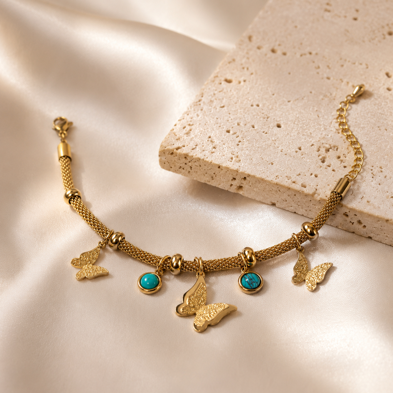 Butterfly Turquoise Charm Bracelet