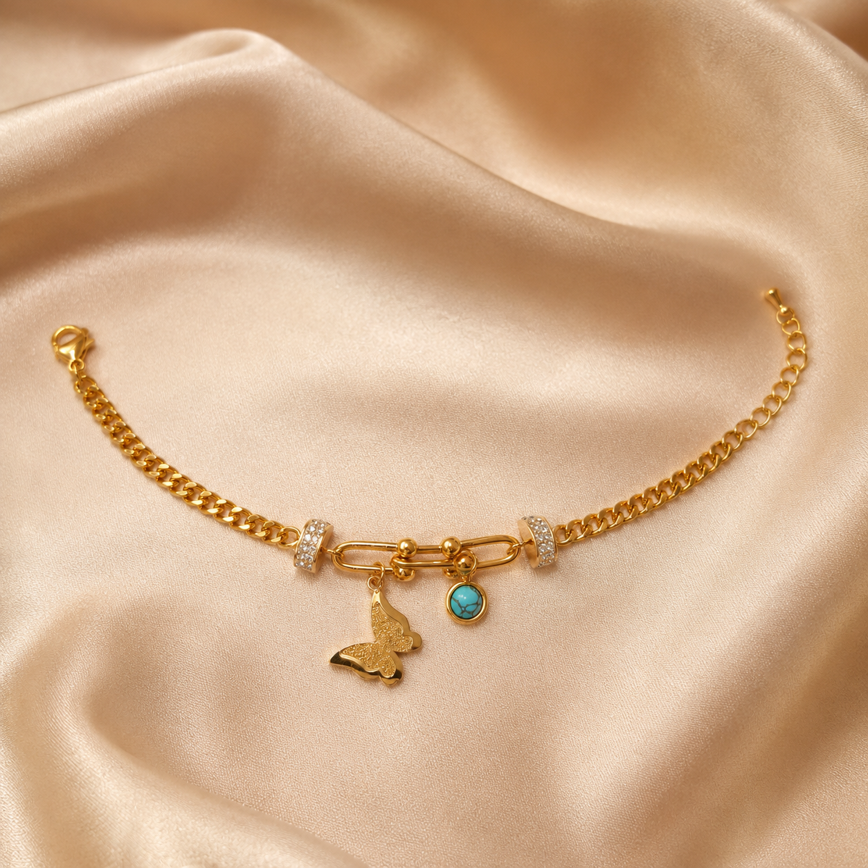 Butterfly Link Charm Bracelet