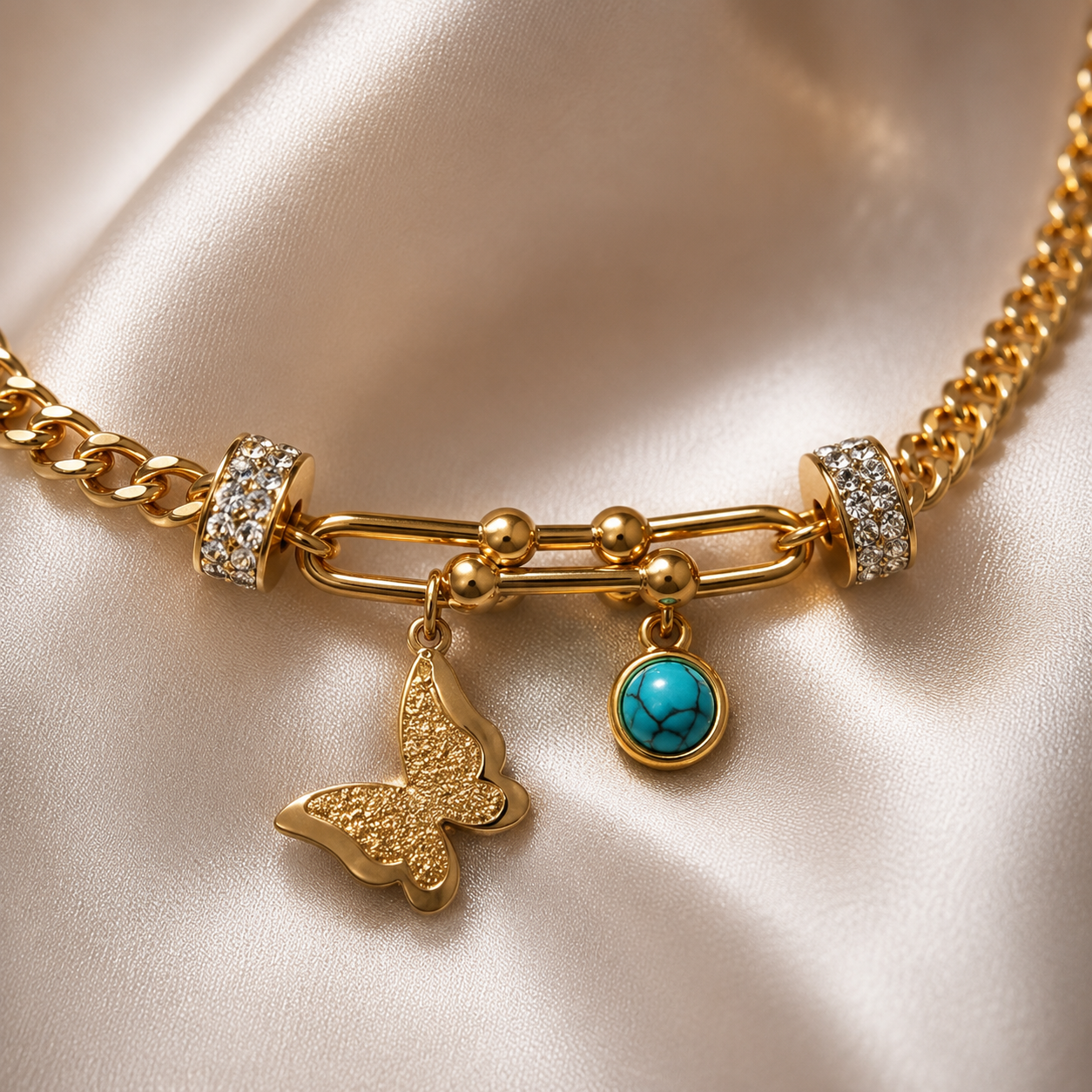 Butterfly Link Charm Bracelet