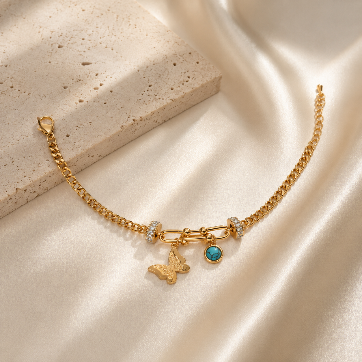Butterfly Link Charm Bracelet